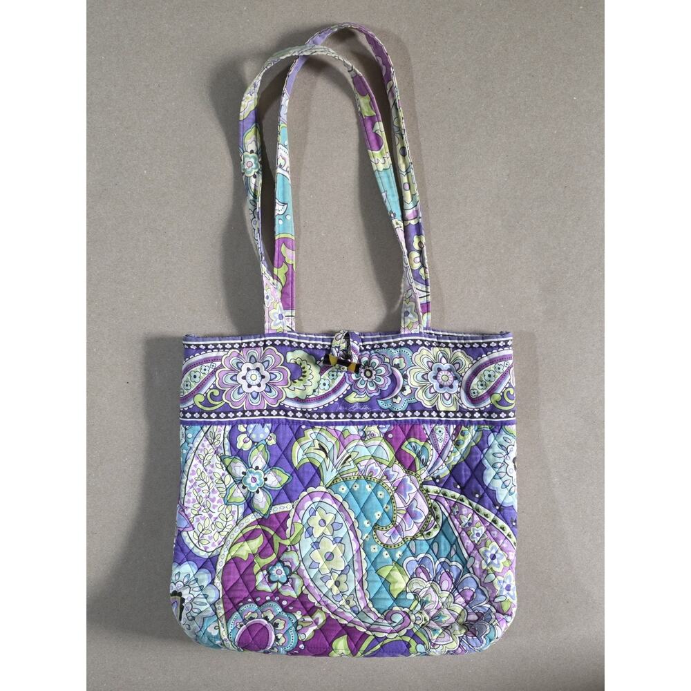 Vera Bradley Tote Retired Heather Colorful Double Strap Floral Purple Quilted